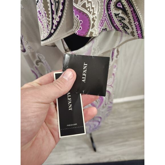 Alfani Paisley Sparkle Tunic Mini-dress XL Purple Tan NWT Boho Party Festival - Picture 5 of 11